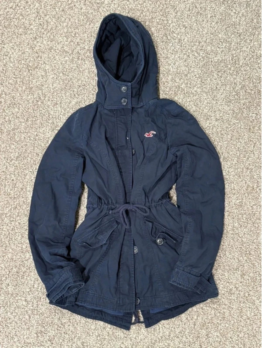Hollister Navy Hooded Utility Jacket Size M Y2K